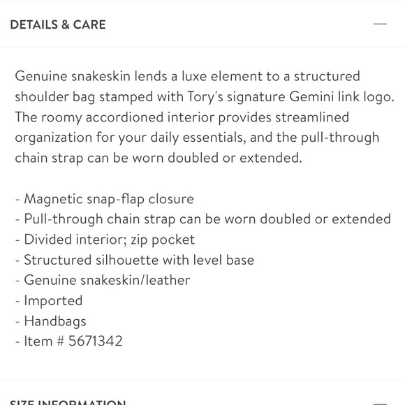 Tory Burch Gemini Gray Snakeskin Embossed Bag - Picture 14 of 14